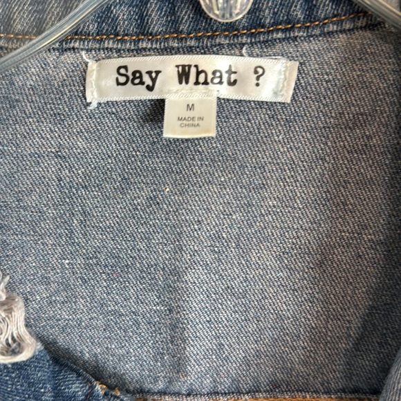 SAY WHAT? Distressed Denim Jacket - Size M - Picture 2 of 4